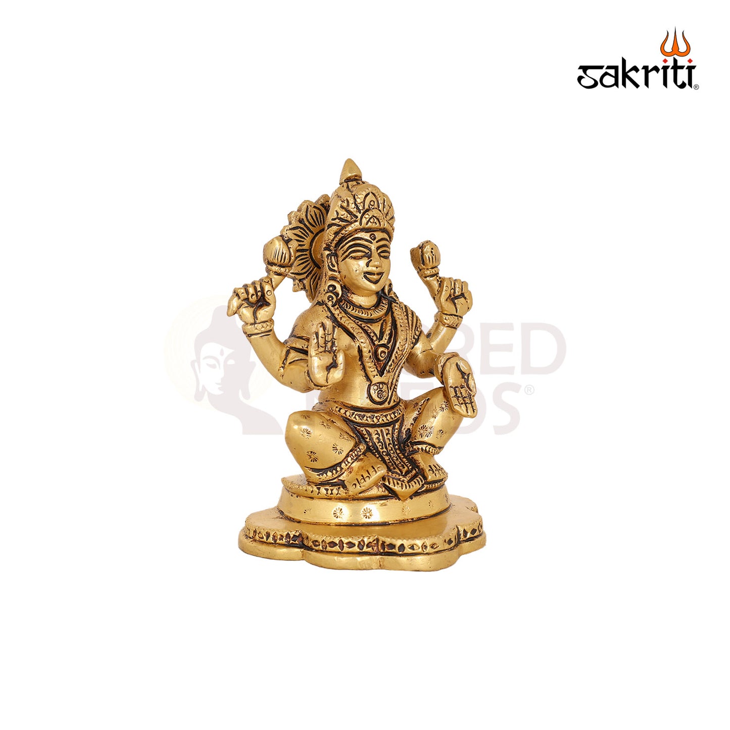 BRASS LAKSHMI WITH FLOWER BASE