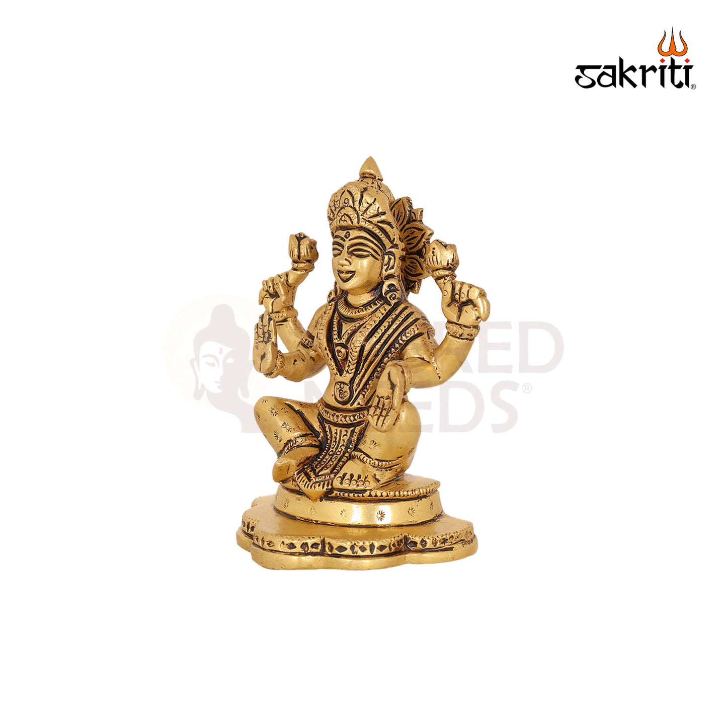 BRASS LAKSHMI WITH FLOWER BASE