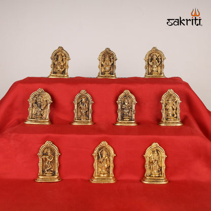Brass Dasavatharam Set – 3.1 Inch Ten Avatar Miniature Set of Lord Vishnu