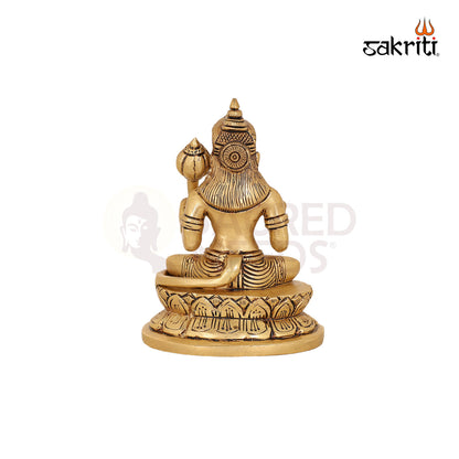 Brass Hanuman with Gada – 5 Inch Strength-Deity Holding Mace Idol