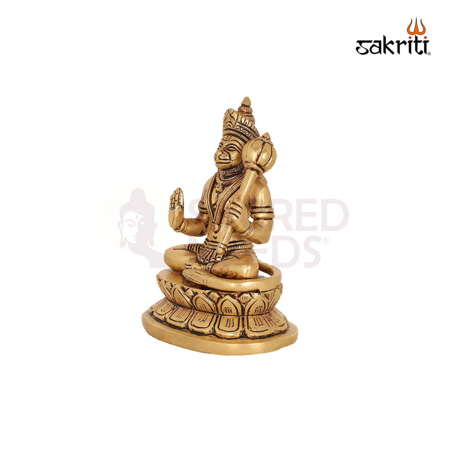 Brass Hanuman with Gada – 5 Inch Strength-Deity Holding Mace Idol