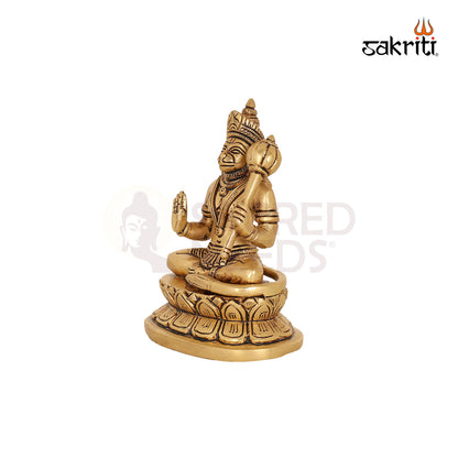 Brass Hanuman with Gada – 5 Inch Strength-Deity Holding Mace Idol
