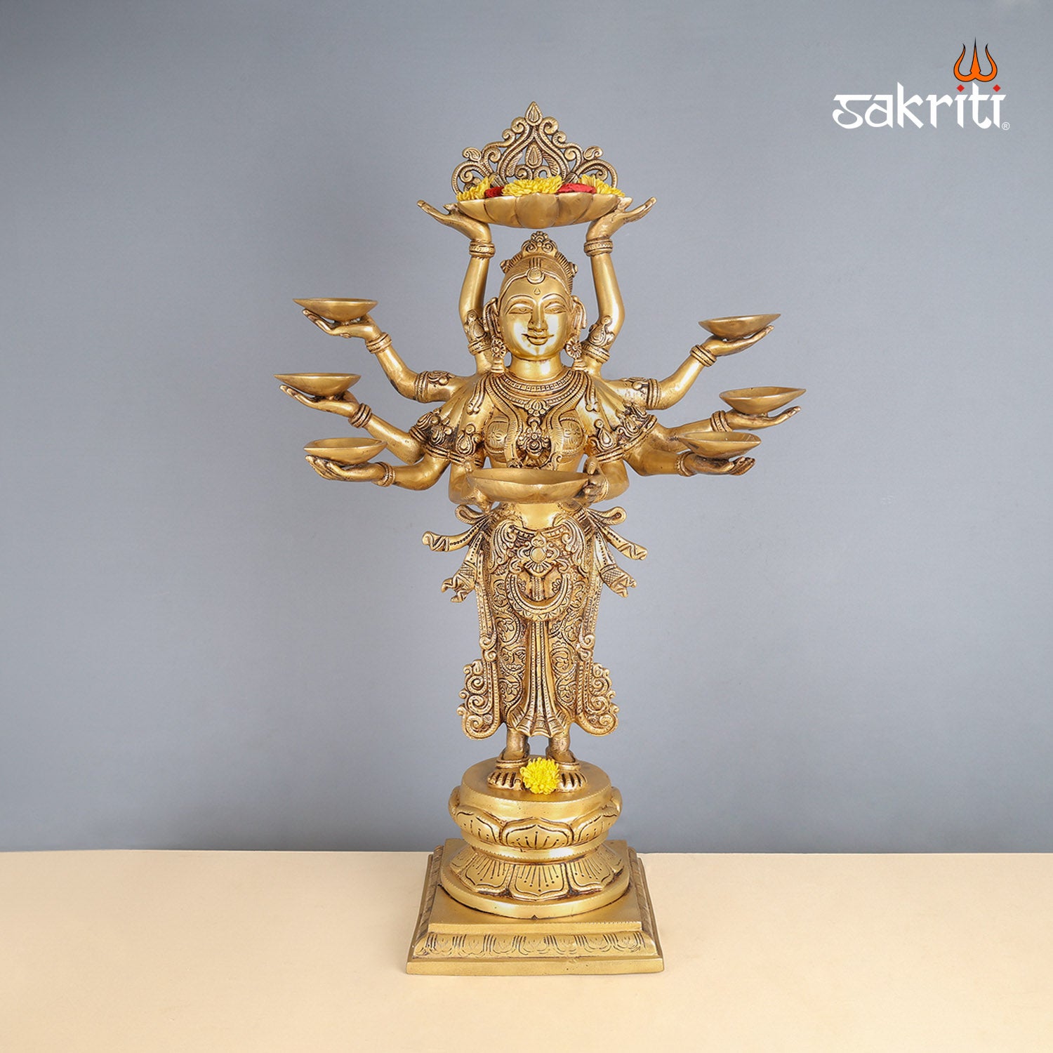 Pure Brass,Lakshmi,Laxmi,Amman,Statue,Temple,Pooja Room,Home Decor,Gift