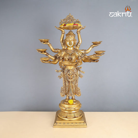 Pure Brass,Lakshmi,Laxmi,Amman,Statue,Temple,Pooja Room,Home Decor,Gift