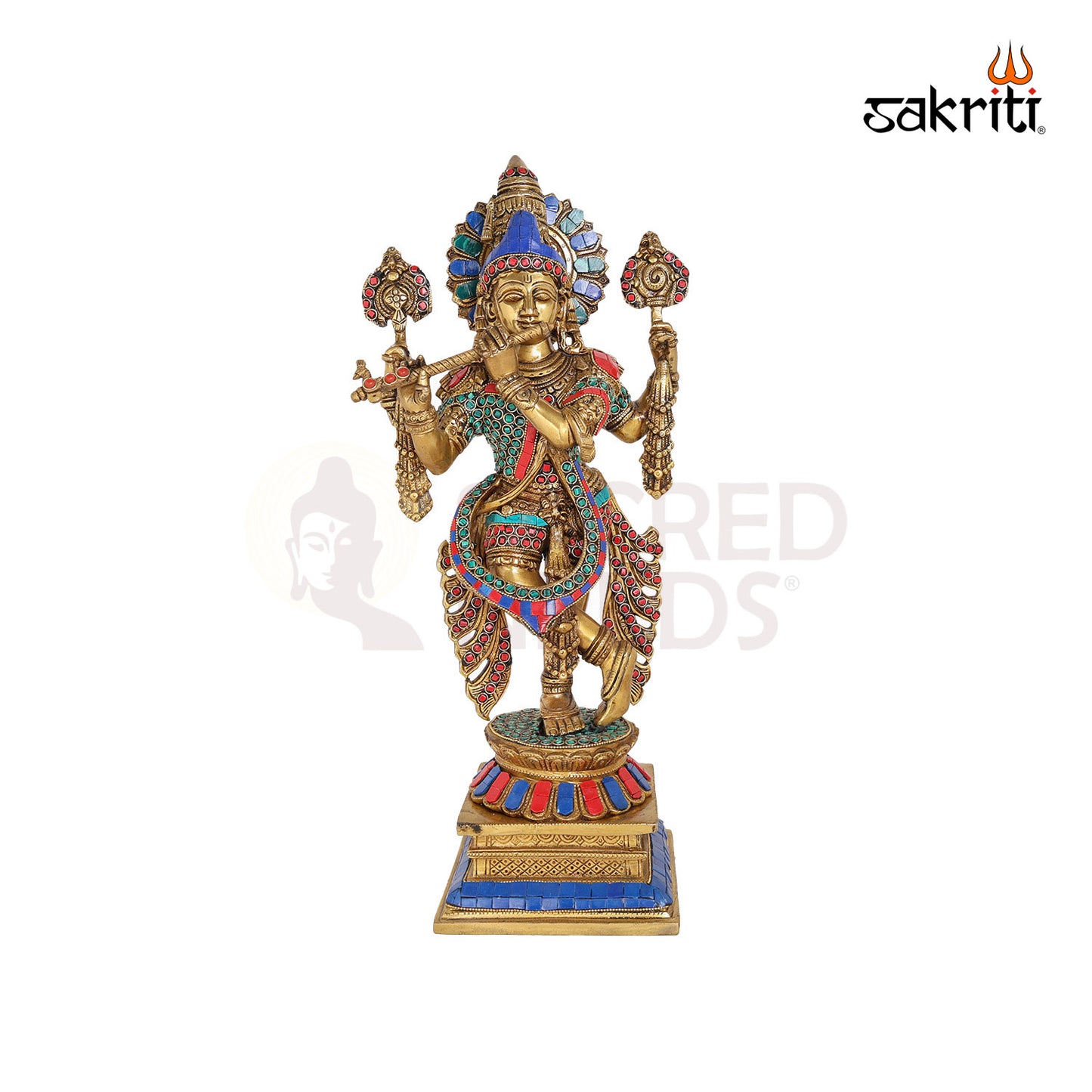 Brass Standing Krishna – 18.5 Inch Lord Krishna Idol for Mandir or Living Room
