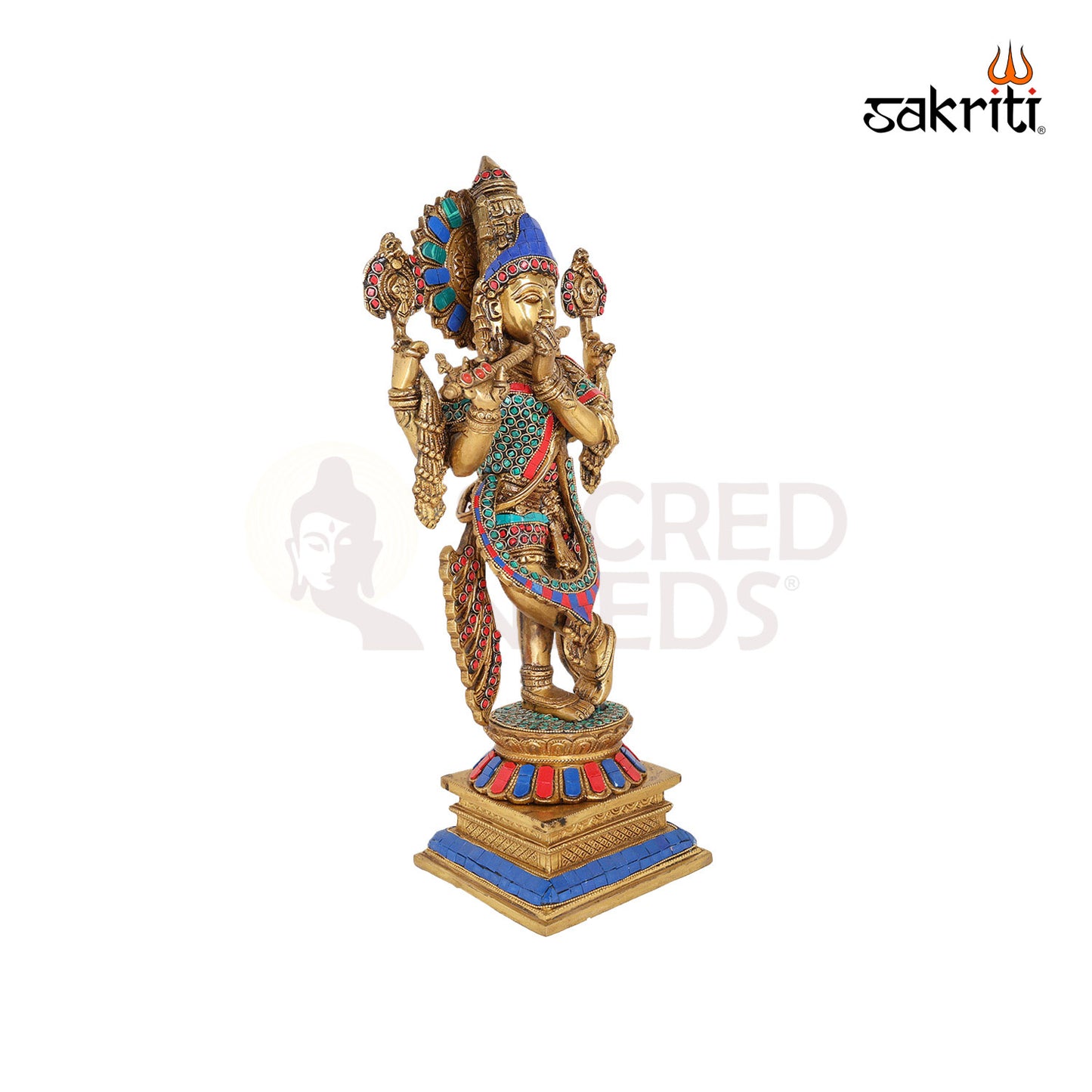Brass Standing Krishna – 18.5 Inch Lord Krishna Idol for Mandir or Living Room