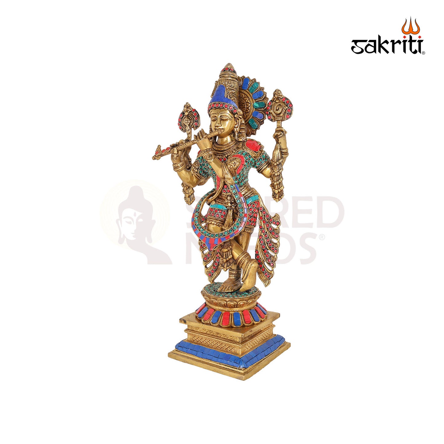 Brass Standing Krishna – 18.5 Inch Lord Krishna Idol for Mandir or Living Room