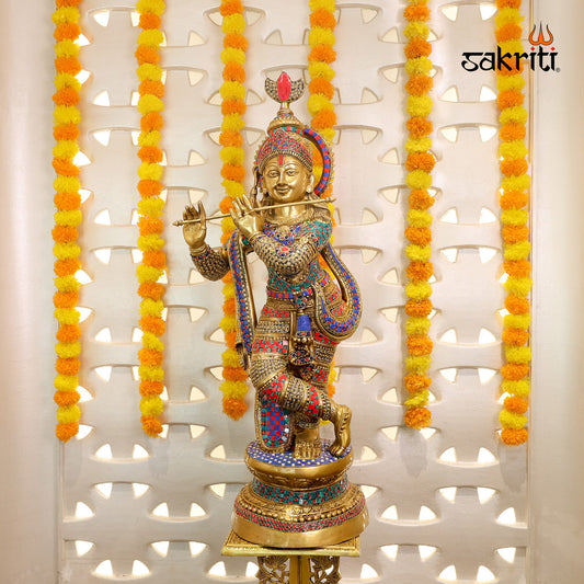 Pure Brass,Krishna,Krishnan,Gopal,Statue,Temple,Pooja Room,Home decor,Gift.