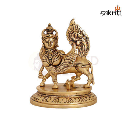 Brass Kamadhenu – 6.2 Inch Cow with Calf Idol for Abundance and Devotion
