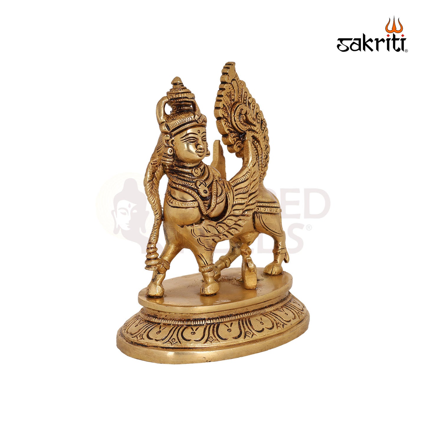 Brass Kamadhenu – 6.2 Inch Cow with Calf Idol for Abundance and Devotion