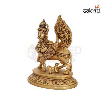 Brass Kamadhenu – 6.2 Inch Cow with Calf Idol for Abundance and Devotion