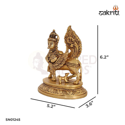 Brass Kamadhenu – 6.2 Inch Cow with Calf Idol for Abundance and Devotion