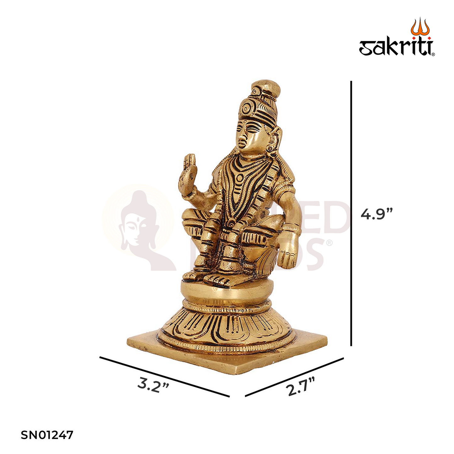 Brass Ayyapa – 4.9 Inch Lord Ayyappan Idol for Devotional Use