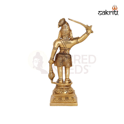 Brass Madurai Veeran – 5.6 Inch Tamil Folk Deity Idol in Brass