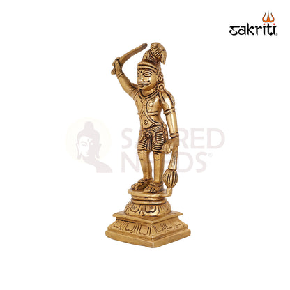 Brass Madurai Veeran – 5.6 Inch Tamil Folk Deity Idol in Brass
