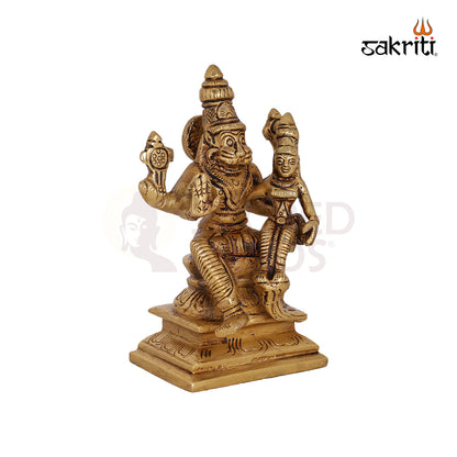 Brass Narsimha Lakshmi – 4.6 Inch Vishnu Avatar with Lakshmi Figurine