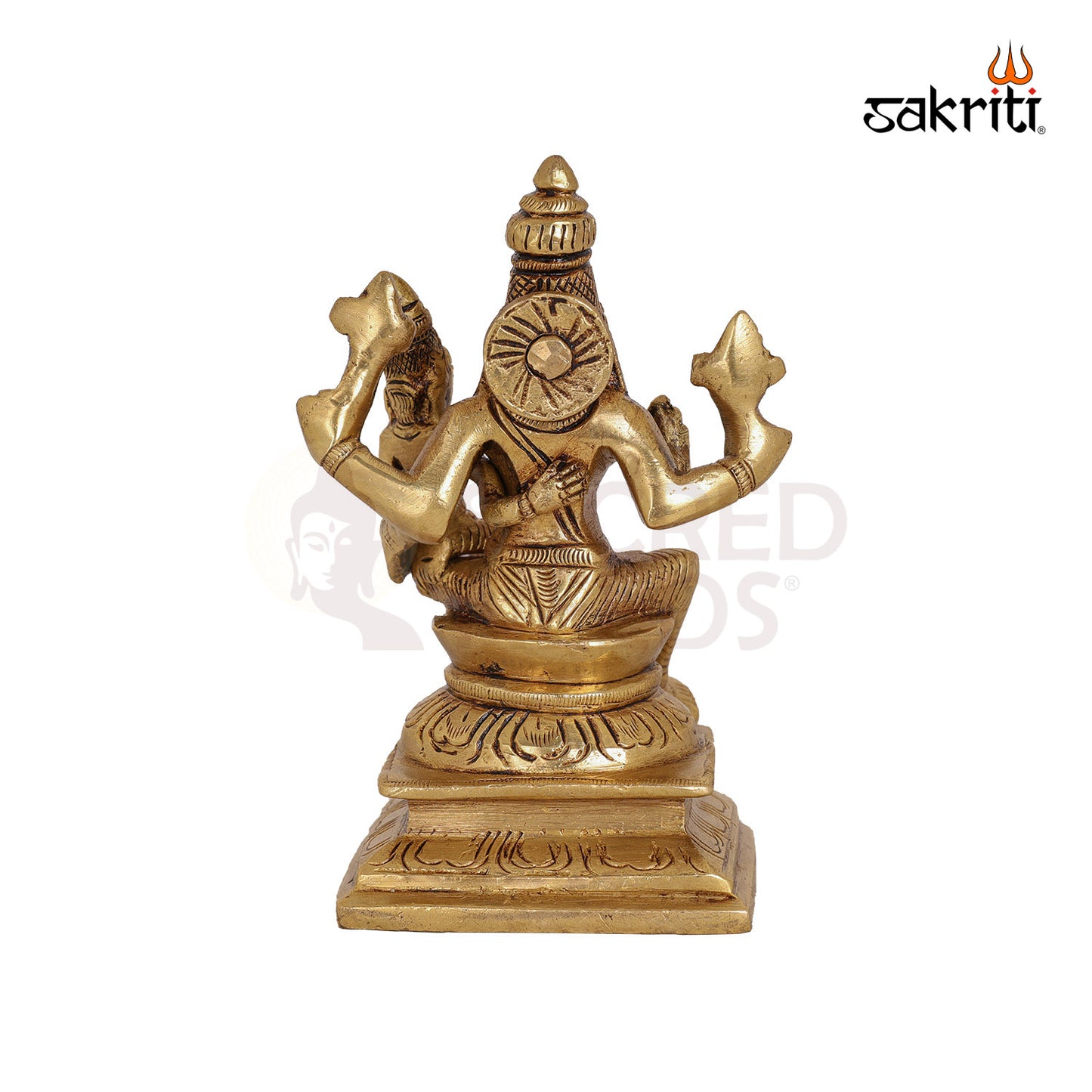 Brass Narsimha Lakshmi – 4.6 Inch Vishnu Avatar with Lakshmi Figurine