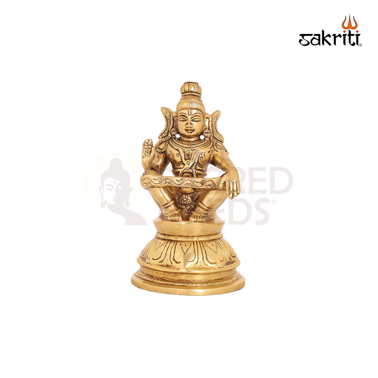 Brass Ayyapa – 6.3 Inch Lord Ayyappan Idol for Worship and Gifting