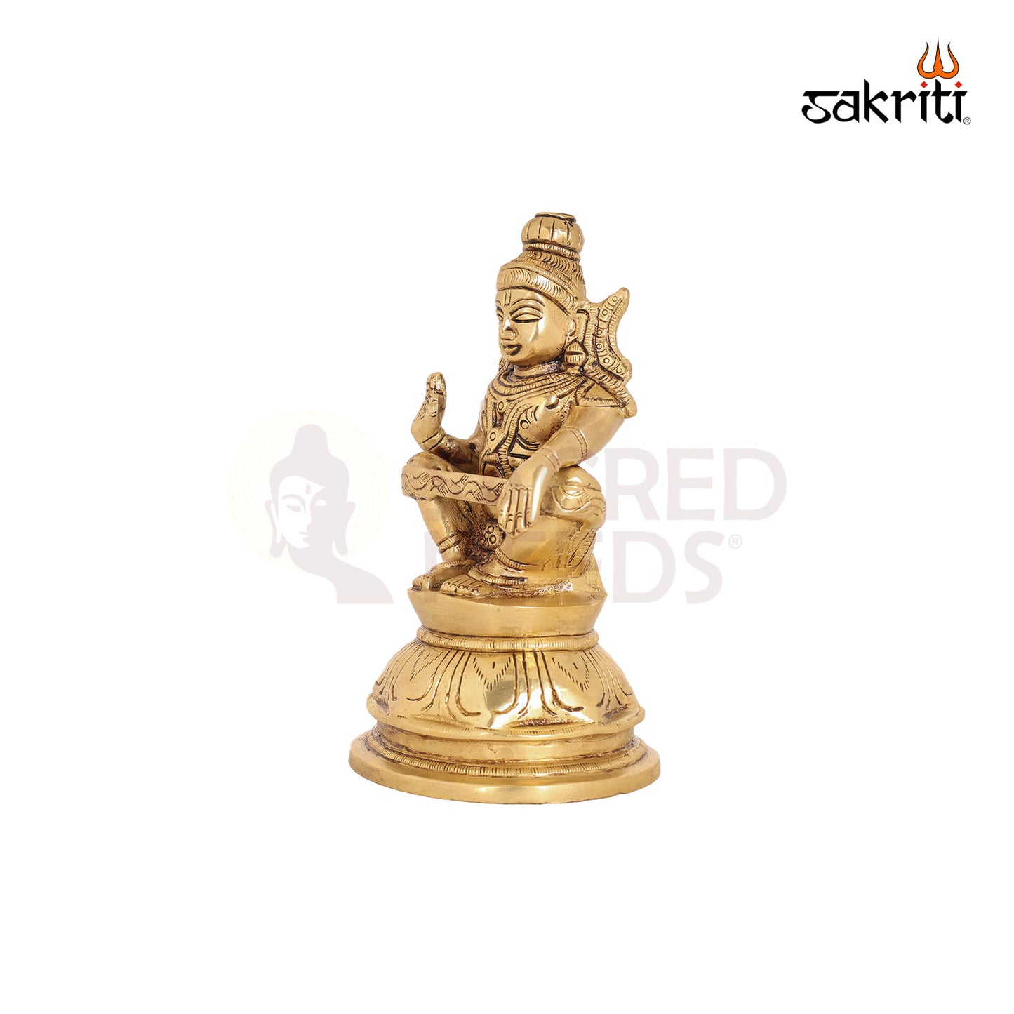 Brass Ayyapa – 6.3 Inch Lord Ayyappan Idol for Worship and Gifting