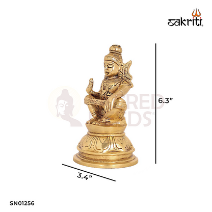 Brass Ayyapa – 6.3 Inch Lord Ayyappan Idol for Worship and Gifting