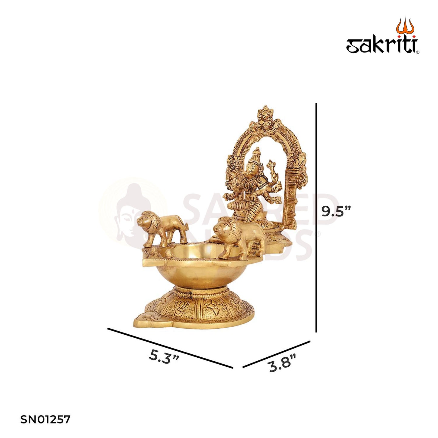 Brass Varahi Amman Vilakku – 9.5 Inch Goddess Deepam Lamp for Protection & Rituals