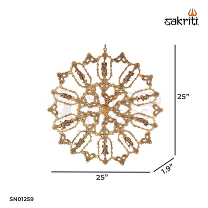 BRASS WALL MOUNTED DASAVATARAM CHAKRA PLATE