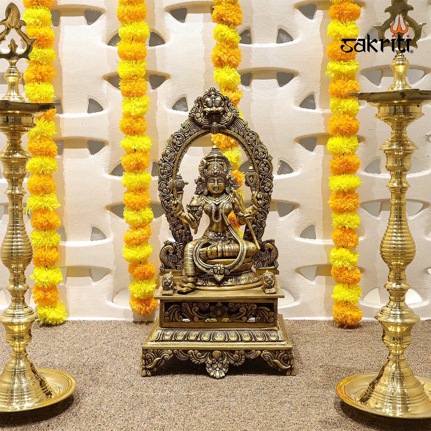 Raja Rajeswari Amman with Arch – 21.9 Inch Divine Goddess Idol with Ar ...