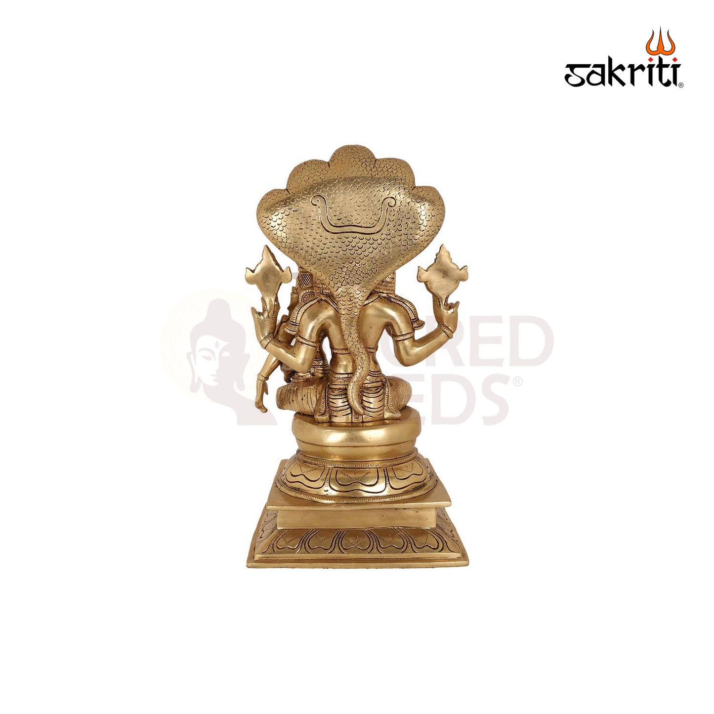 Brass Naga Narsimha Lakshmi – 17.2 Inch Fierce Avatar with Serpent and Lakshmi for Devotional Corners
