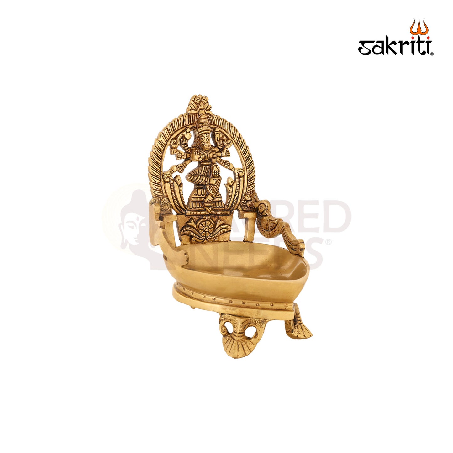 Brass Varahi Amman Vilakku – 7.1 Inch Protective Goddess Oil Lamp for Rituals