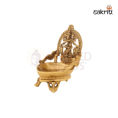 Brass Varahi Amman Vilakku – 7.1 Inch Protective Goddess Oil Lamp for Rituals