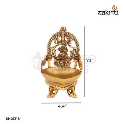 Brass Varahi Amman Vilakku – 7.1 Inch Protective Goddess Oil Lamp for Rituals