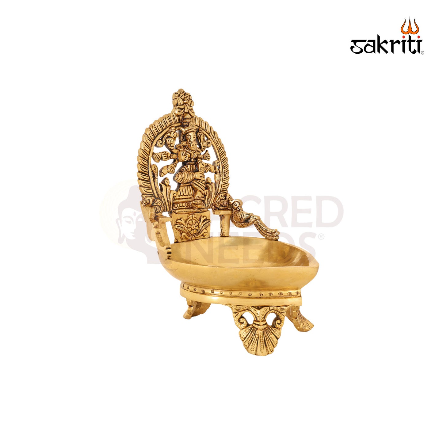 Brass Varahi Amman Vilakku – 9.5 Inch Devi Deepam Lamp for Shakti Worship