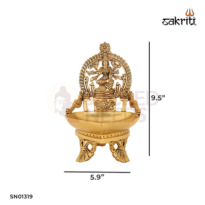 Brass Varahi Amman Vilakku – 9.5 Inch Devi Deepam Lamp for Shakti Worship