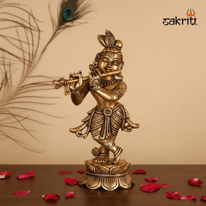 BRASS LOTUS KRISHNA