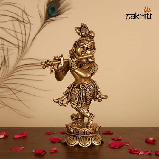 BRASS LOTUS KRISHNA