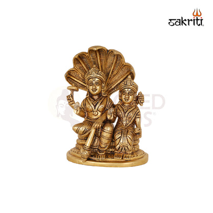 Brass Vishnu Lakshmi – 7 Inch Divine Couple Idol for Wealth and Harmony in Home