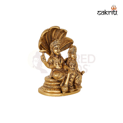 Brass Vishnu Lakshmi – 7 Inch Divine Couple Idol for Wealth and Harmony in Home