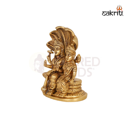 Brass Vishnu Lakshmi – 7 Inch Divine Couple Idol for Wealth and Harmony in Home
