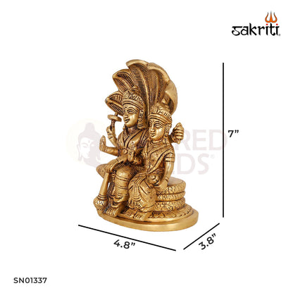 Brass Vishnu Lakshmi – 7 Inch Divine Couple Idol for Wealth and Harmony in Home