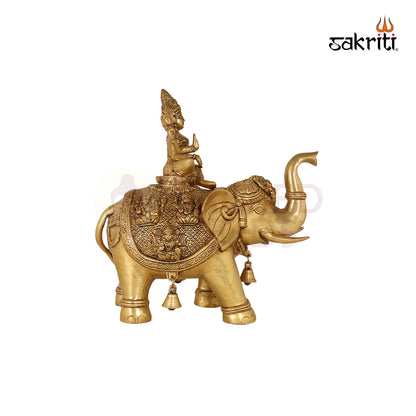 BRASS ASTALAKSHMI WITH ELEPHANT