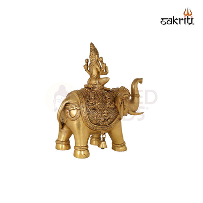 BRASS ASTALAKSHMI WITH ELEPHANT