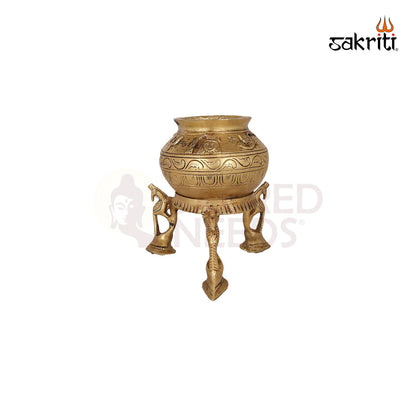 BRASS DAMRU KALASH WITH SHIVAN