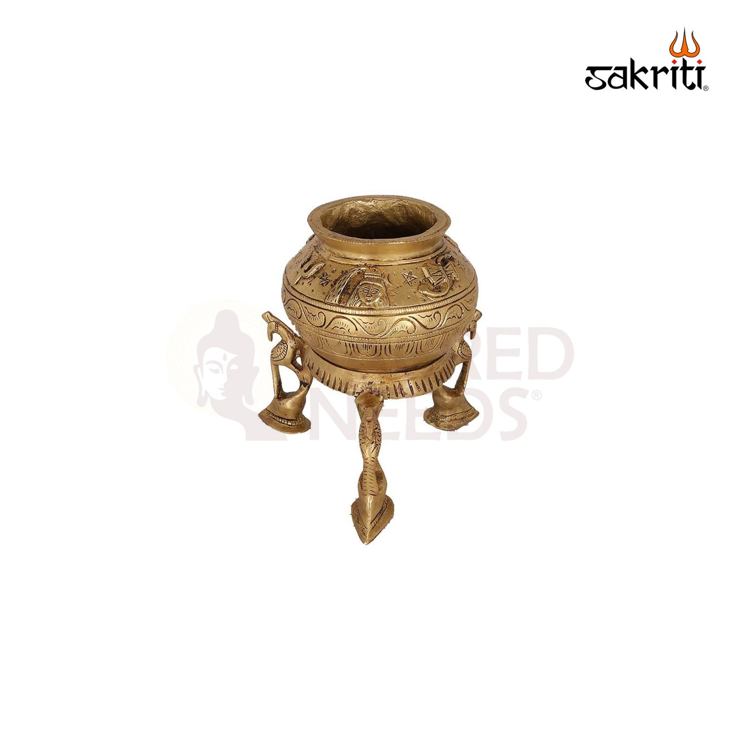 BRASS DAMRU KALASH WITH SHIVAN