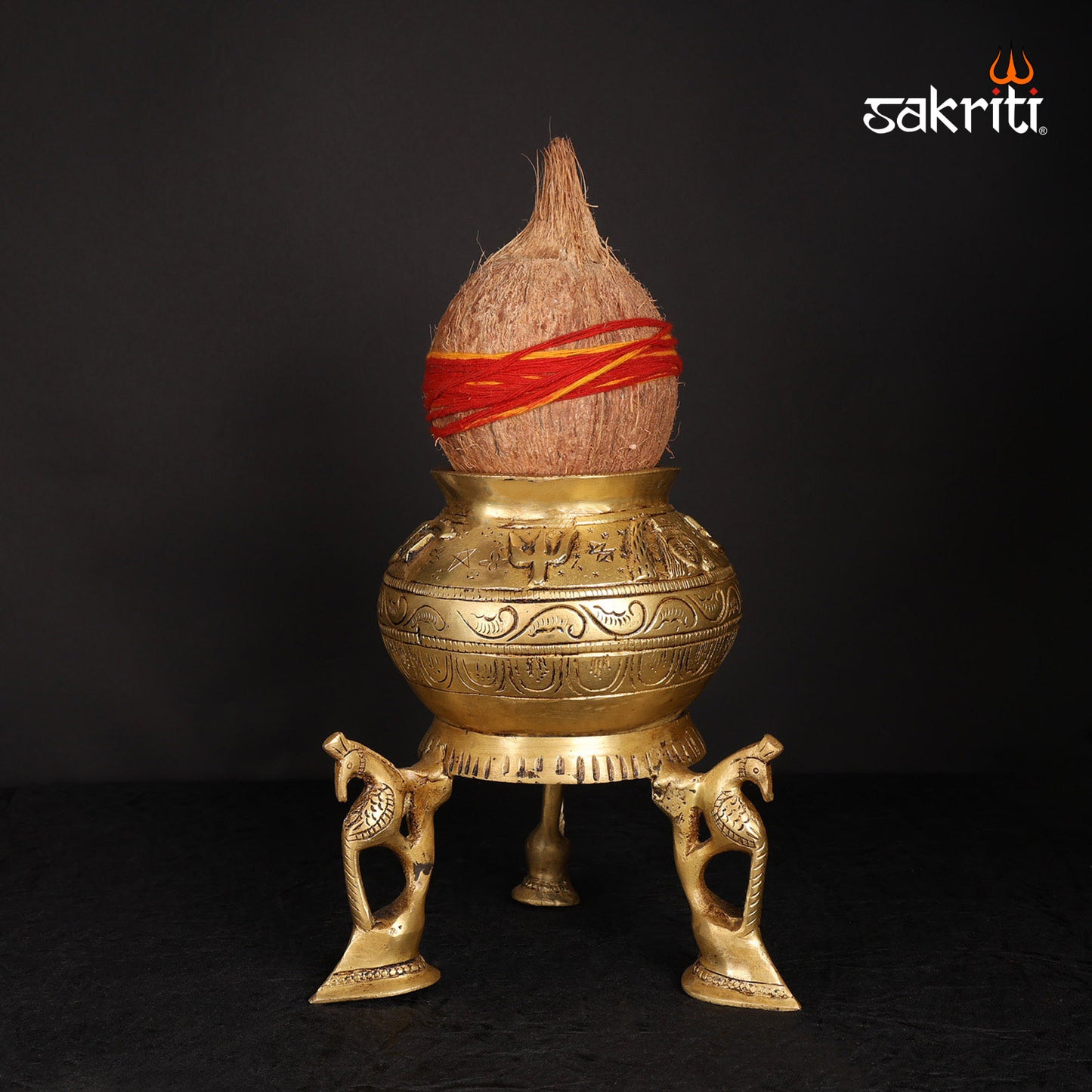 BRASS DAMRU KALASH WITH SHIVAN