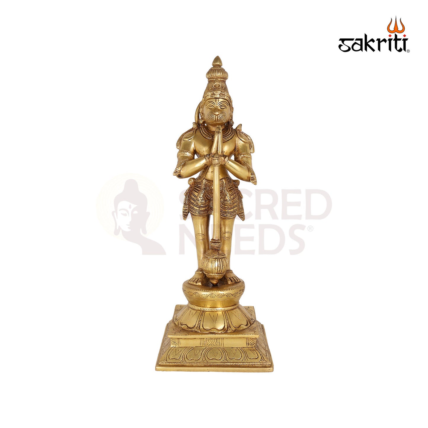 Standing Hanuman with Gada – 15.8 Inch Brass Devotional Figurine