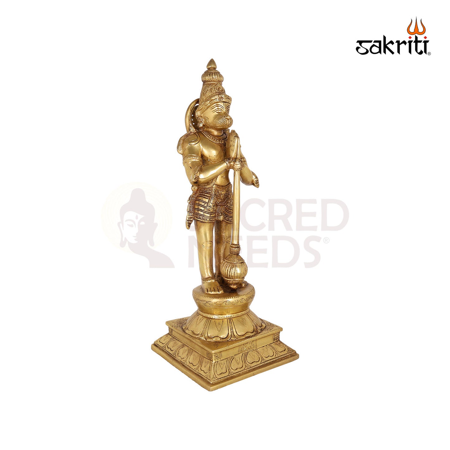 Standing Hanuman with Gada – 15.8 Inch Brass Devotional Figurine