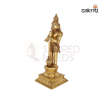 Standing Hanuman with Gada – 15.8 Inch Brass Devotional Figurine