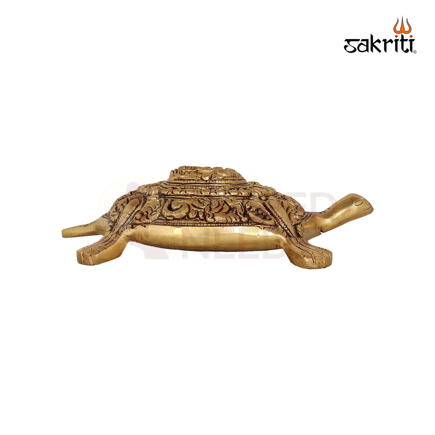 Brass Ganesha on Tortoise Base – 7.3 Inch Vastu Idol
