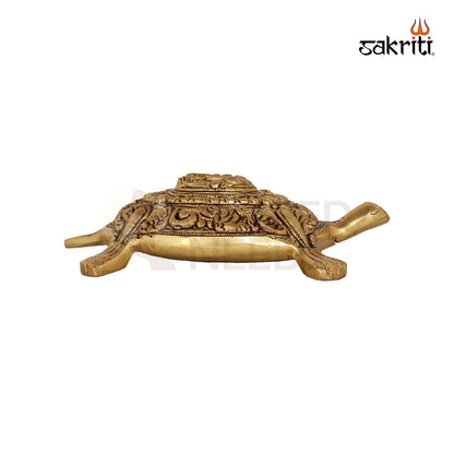Brass Ganesha on Tortoise Base – 7.3 Inch Vastu Idol