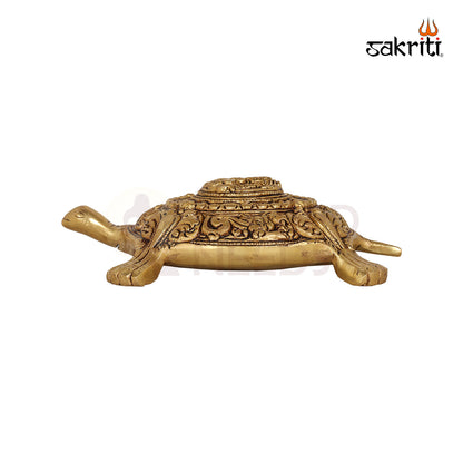 Brass Ganesha on Tortoise Base – 7.3 Inch Vastu Idol